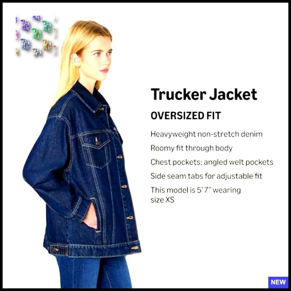 Oversized Trucker Jacket Heavyweight Denim Rigid Fit Y2K Chic Layering - Picture 4 of 7
